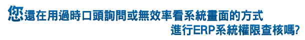 您還在用過時口頭詢問或無效率看系統畫面的方式進行ERP系統權限查核嗎?